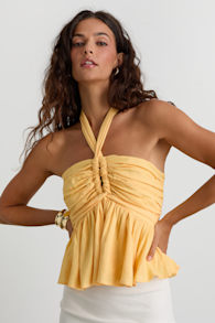 Kadri Yellow Peplum Halter Top 1