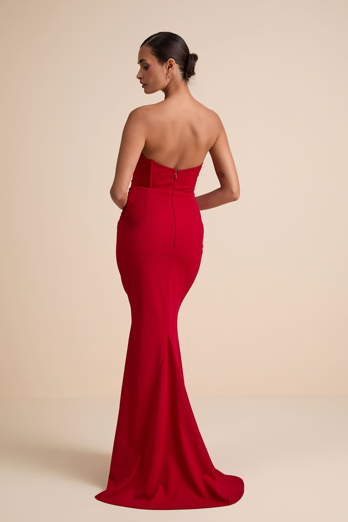 Laney Red Strapless Corset Maxi Dress