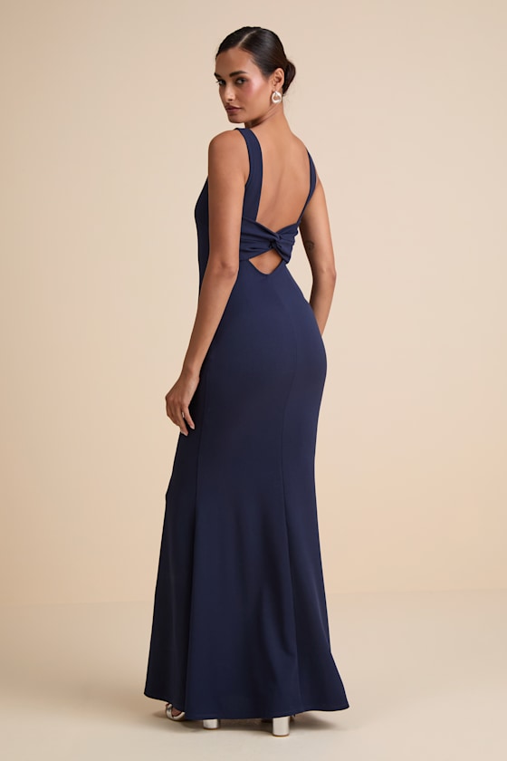 Chic Navy Maxi Dress - Mermaid Maxi Dress - Knotted Maxi Dress - Image 3
