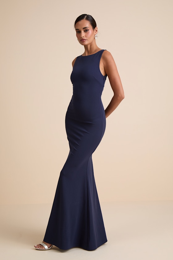 Chic Navy Maxi Dress - Mermaid Maxi Dress - Knotted Maxi Dress - Image 4