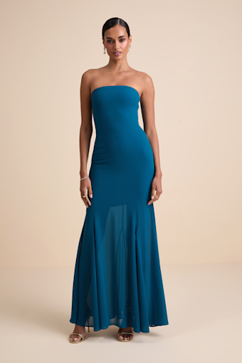 Cherette Dark Teal Strapless Maxi Dress 1