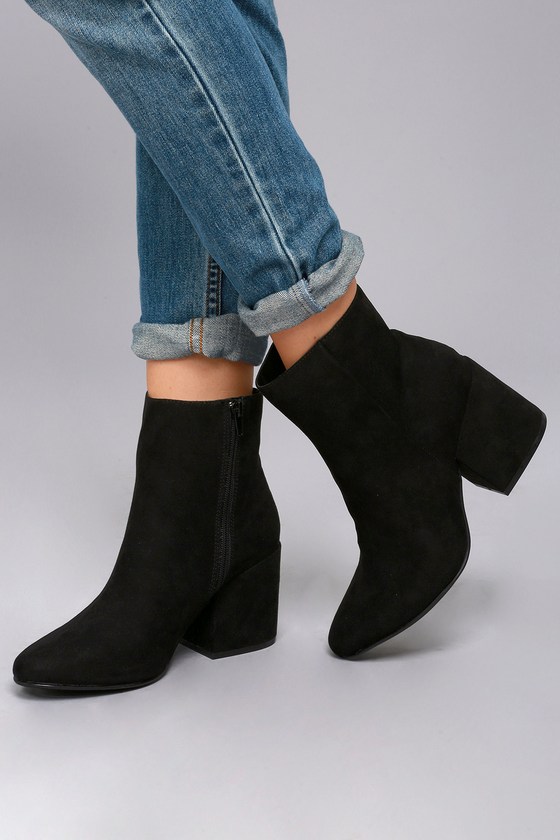 Madden Girl Arrcade Black Suede Pointed Ankle Booties