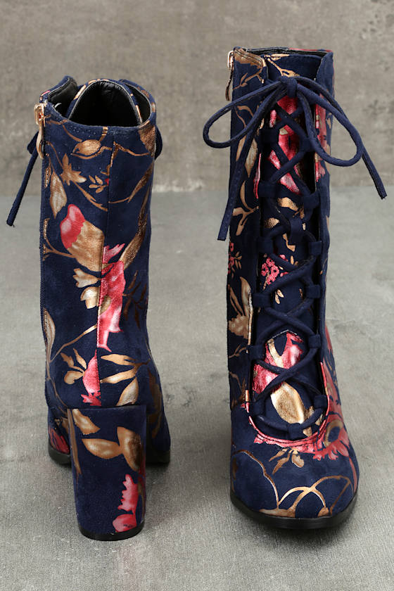 navy lace up boots