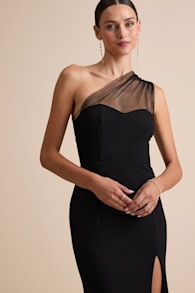 Brayla Black One-Shoulder Mermaid Maxi Dress 1