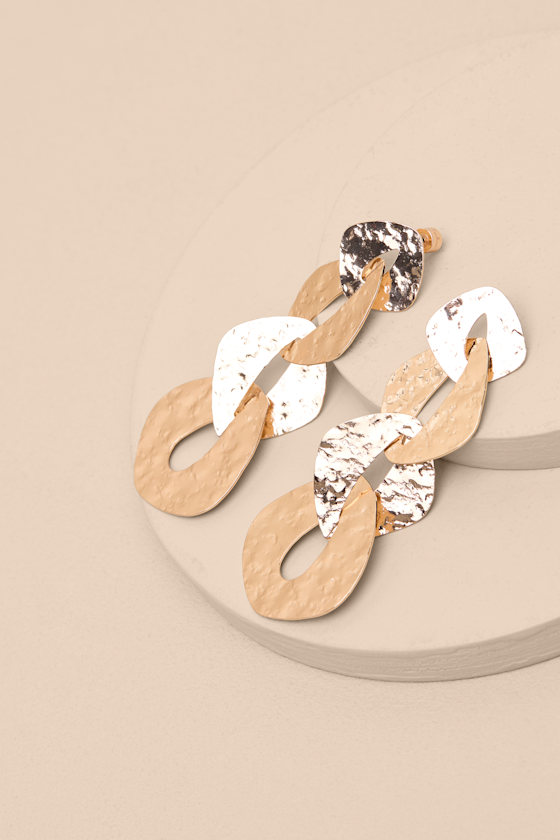 Coralie Gold Textured Linked Drop Earrings