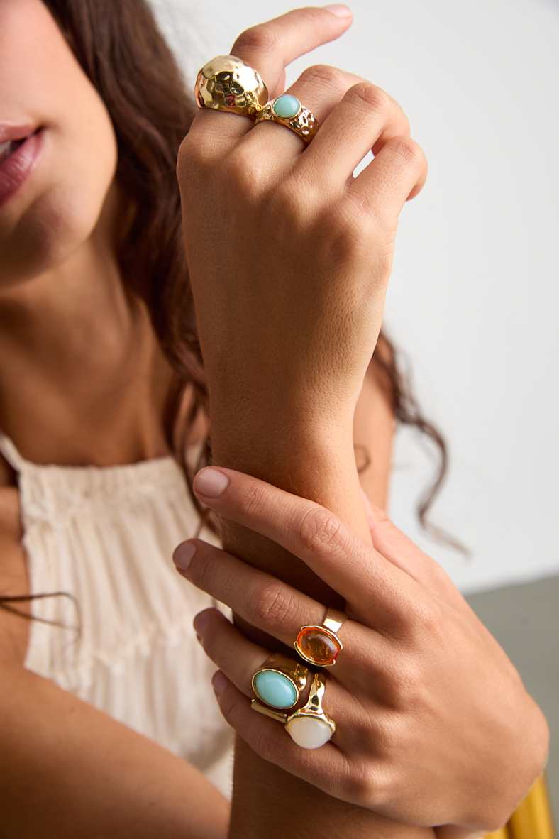 Marah Gold Stone Five-Piece Statement Ring Set