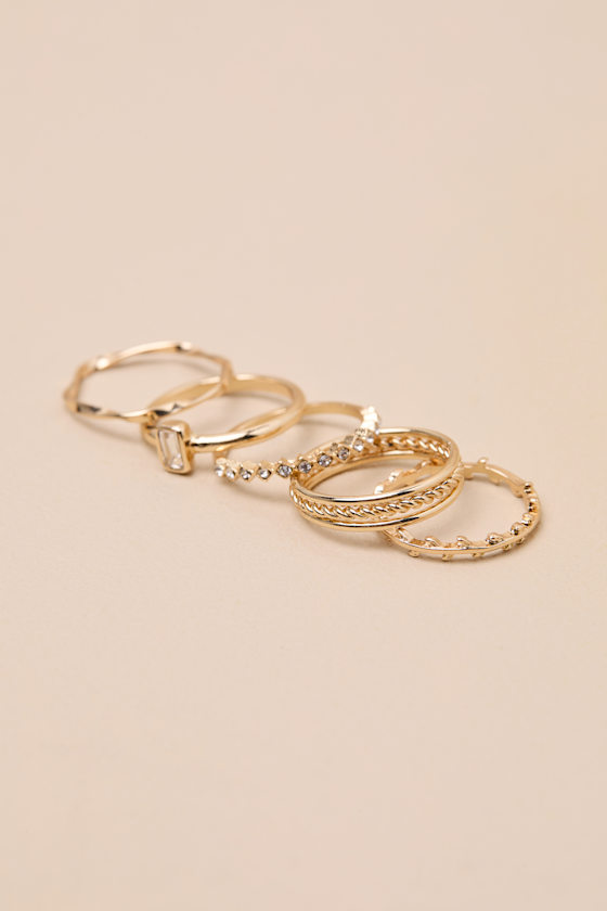 5-PC Ring Set - Gold Ring Set - Slender Ring Set - Jewelry Set - Image 2