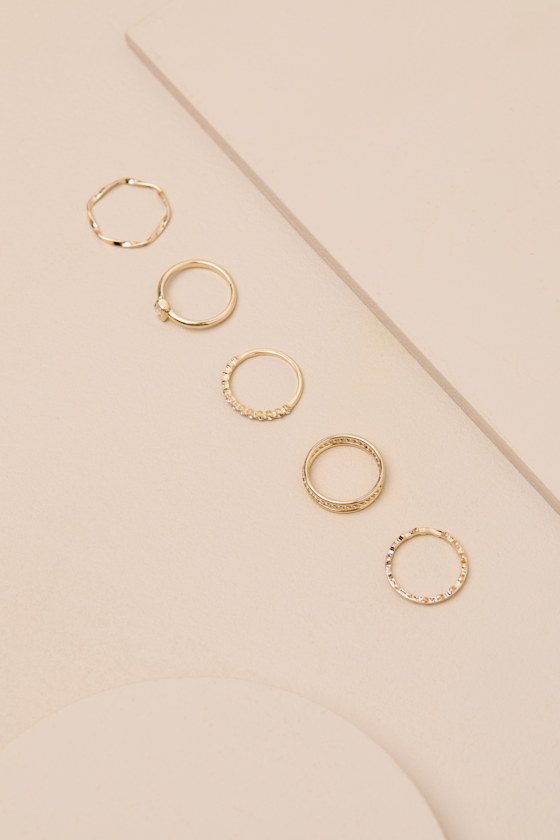 5-PC Ring Set - Gold Ring Set - Slender Ring Set - Jewelry Set - Image 4