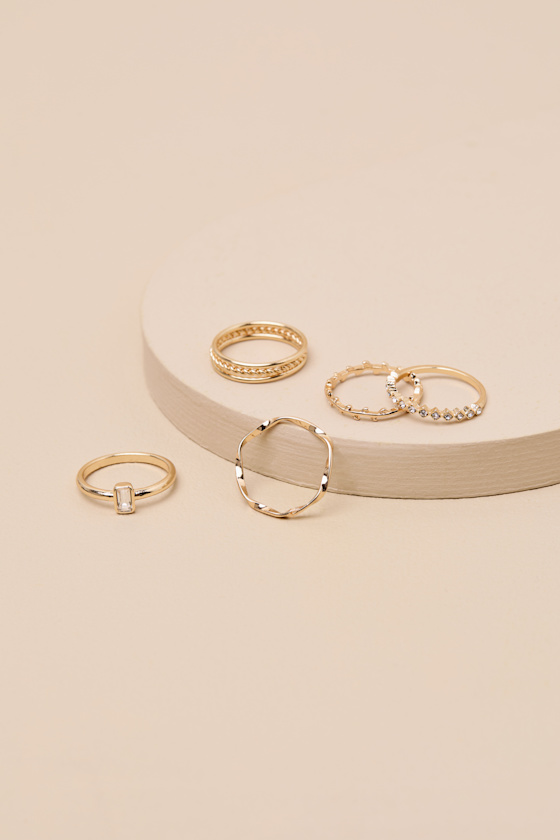 5-PC Ring Set - Gold Ring Set - Slender Ring Set - Jewelry Set - Image 5