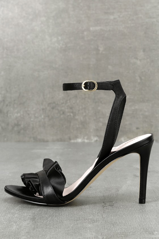 black ruffle sandals