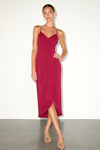 Reinette Wine Red Midi Dress 2