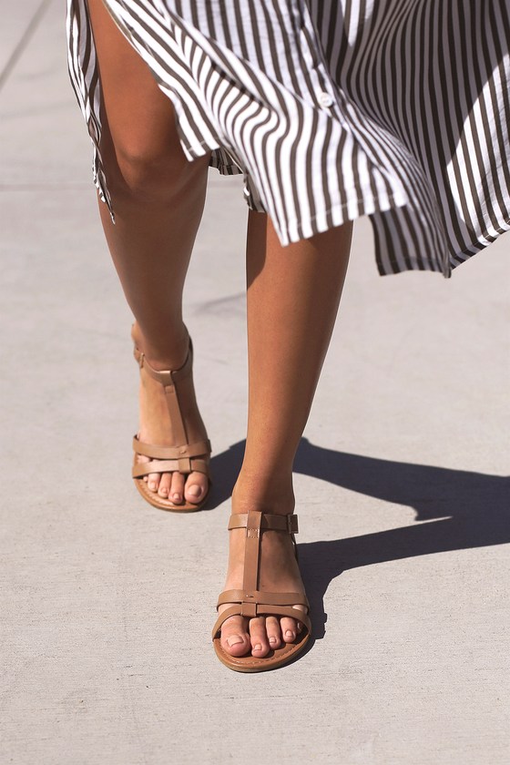Nia Tan Flat Sandals