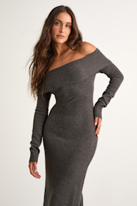 Ellie Heather Charcoal Grey Sweater Bodycon Maxi Dress 6