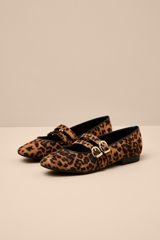Radia Leopard Suede Buckle Ballet Flats 1