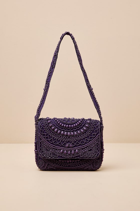 Dinara Dark Purple Beaded Shoulder Bag 2
