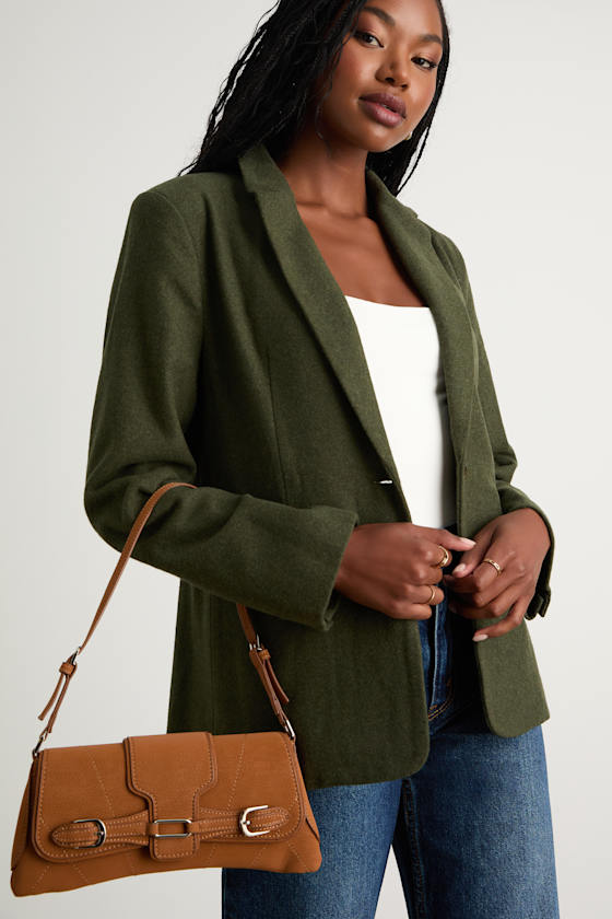 Lulus Aubryn Light Brown Suede Buckle Shoulder Bag In Brown