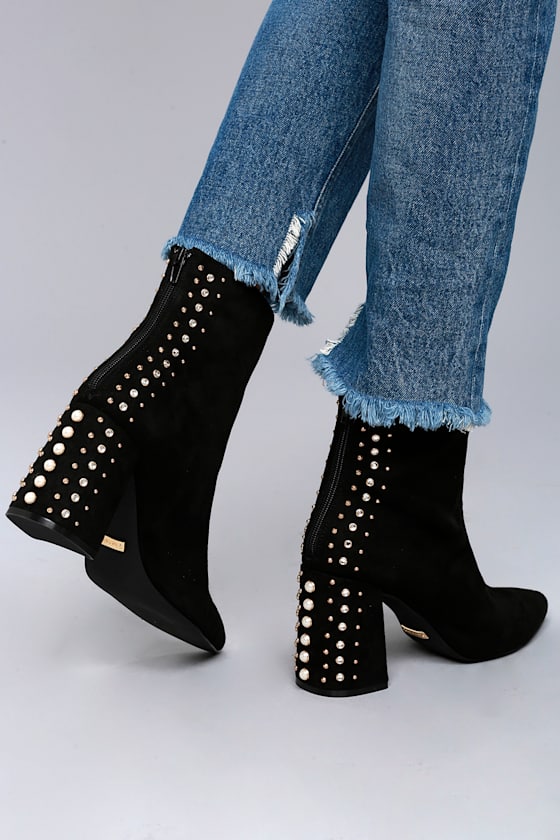 kensie natthan suede heeled booties