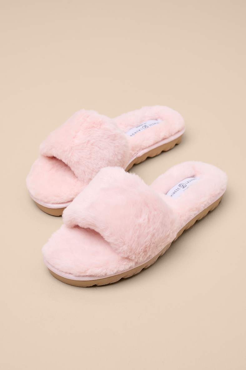 Rally Light Pink Faux Fur Slide Slippers