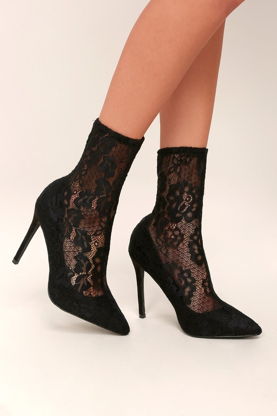 black lace bootie