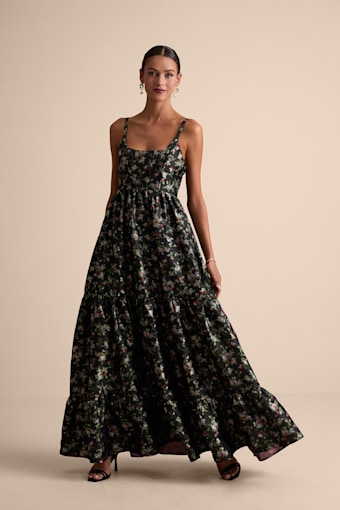 Avalie Black Tiered Bustier Maxi Dress 1