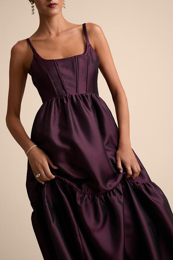 Avalie Plum Purple Tiered Bustier Maxi Dress 2
