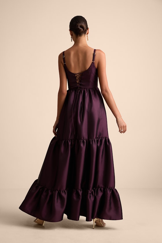 Avalie Plum Purple Tiered Bustier Maxi Dress - thumbnail 4