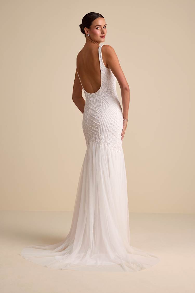 wedding dress beaded back Sample Sale