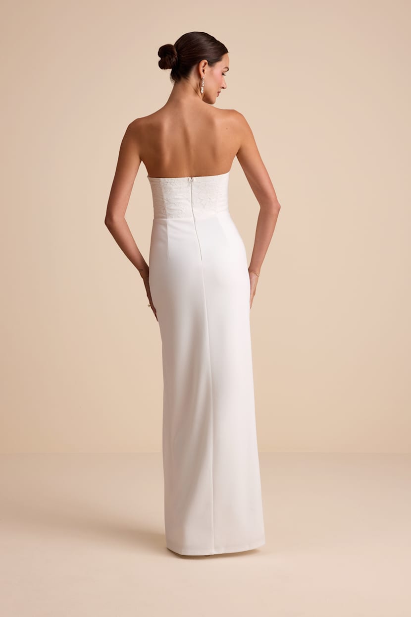 white strapless cut out dress Strapless Lace Cut Out Maxi Dress