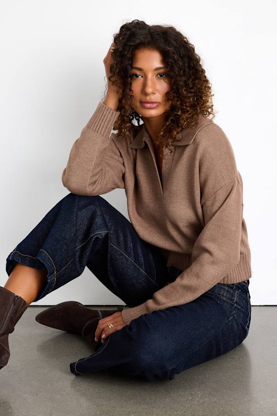 Cozy Forecast Brown Collared Pullover Sweater 2