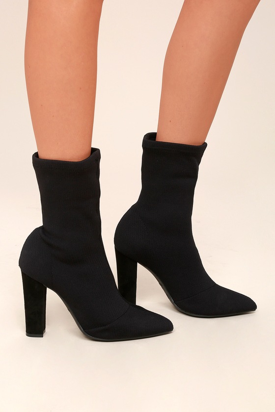 Viola Black Knit Mid-Calf Sock Boots