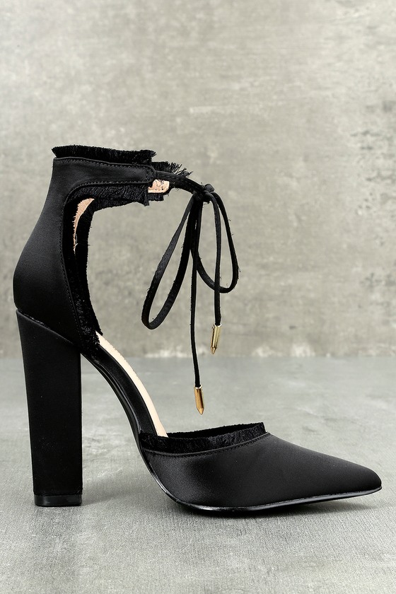 satin lace up pumps