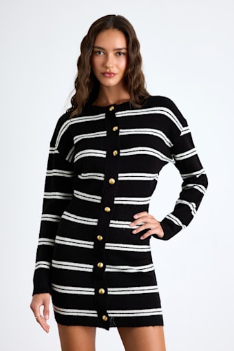 Maudie Black and White Striped Sweater Mini Dress 1