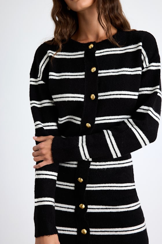 Maudie Black and White Striped Sweater Mini Dress 2