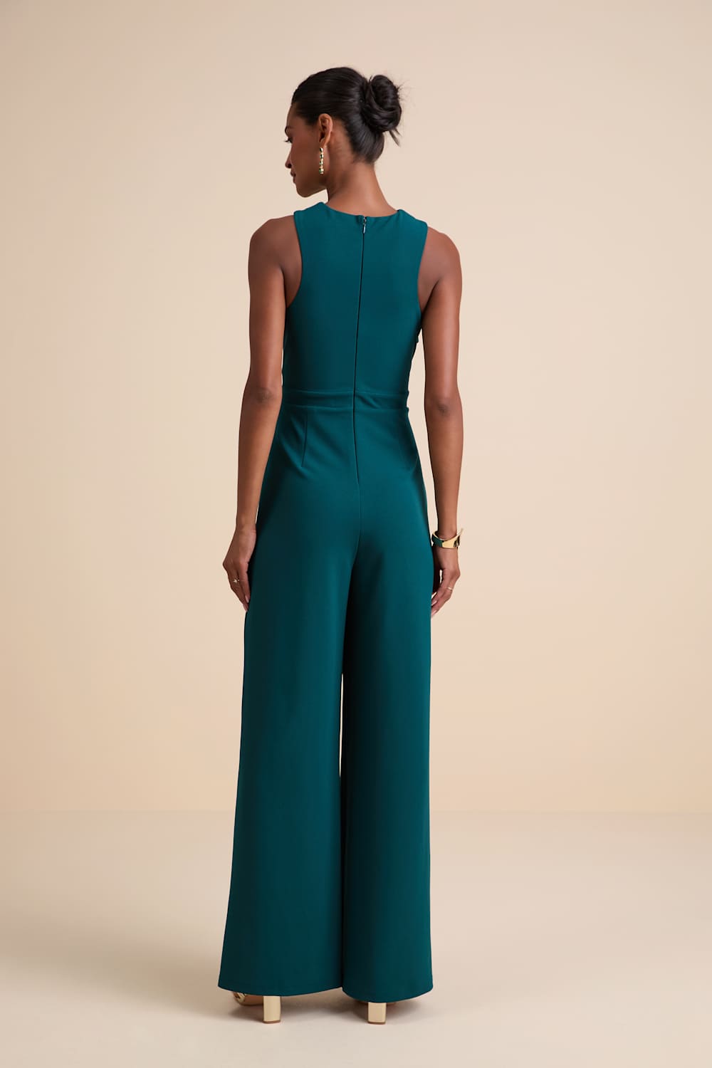Criss-Cross Your Mind Emerald Cross-Front Wide-Leg Jumpsuit