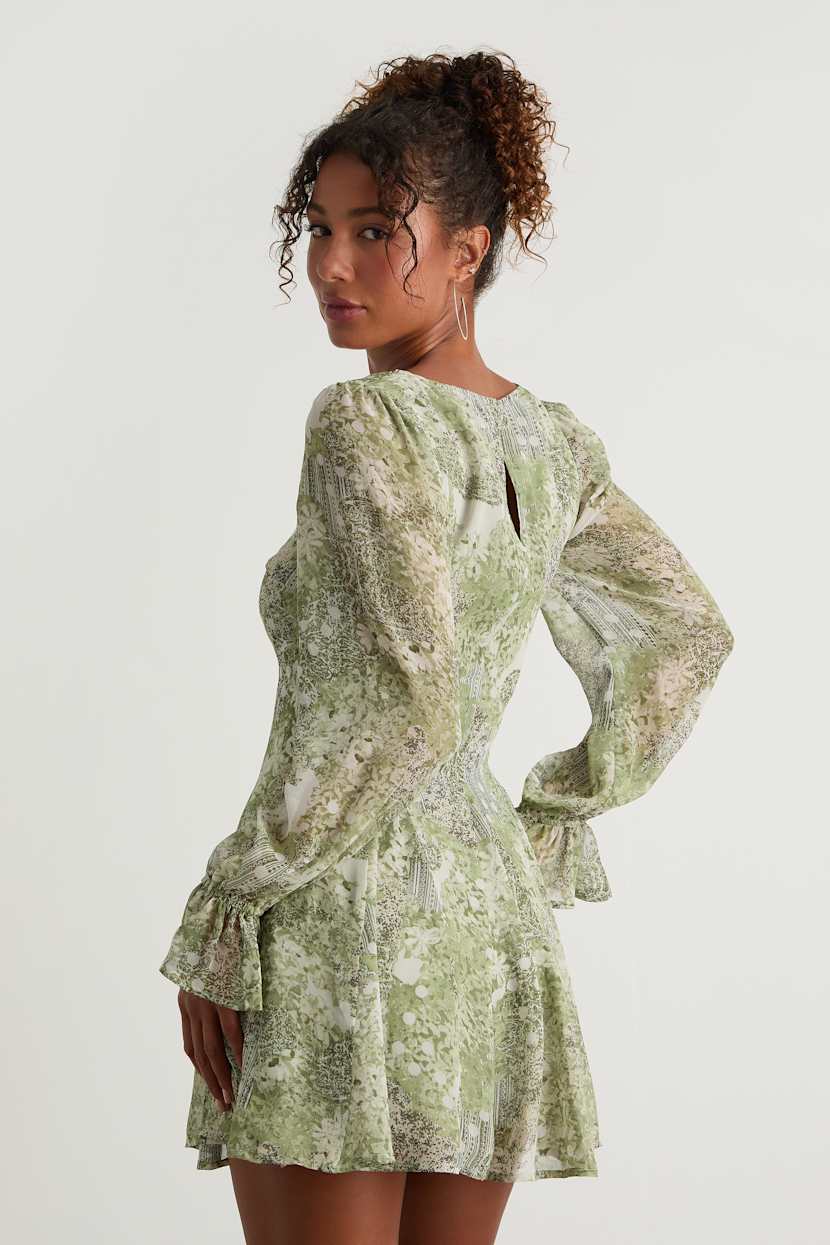 slim fit dress slacks Ellianna Floral Maxi Dress in Green main image 1