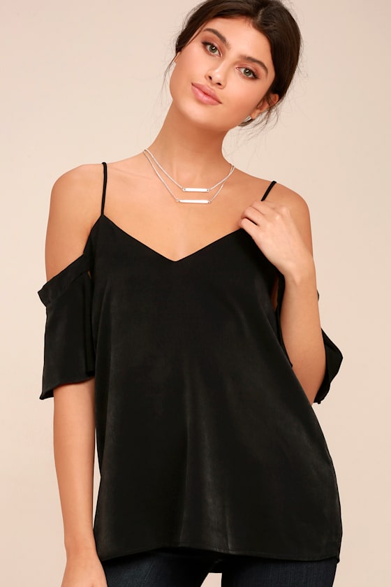 black cold shoulder top