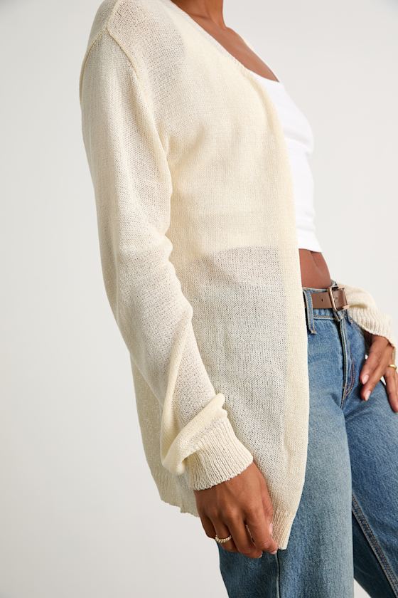 Clean Aesthetic Cream Knit Cardigan Sweater 2