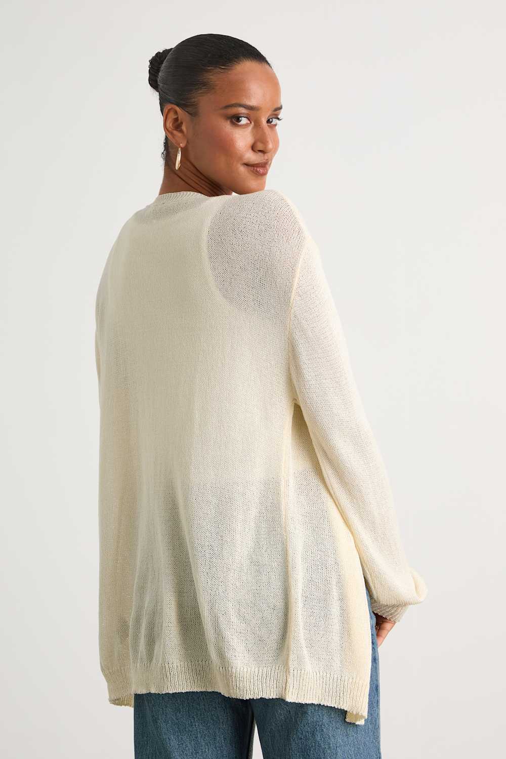 Clean Aesthetic Cream Knit Cardigan Sweater
