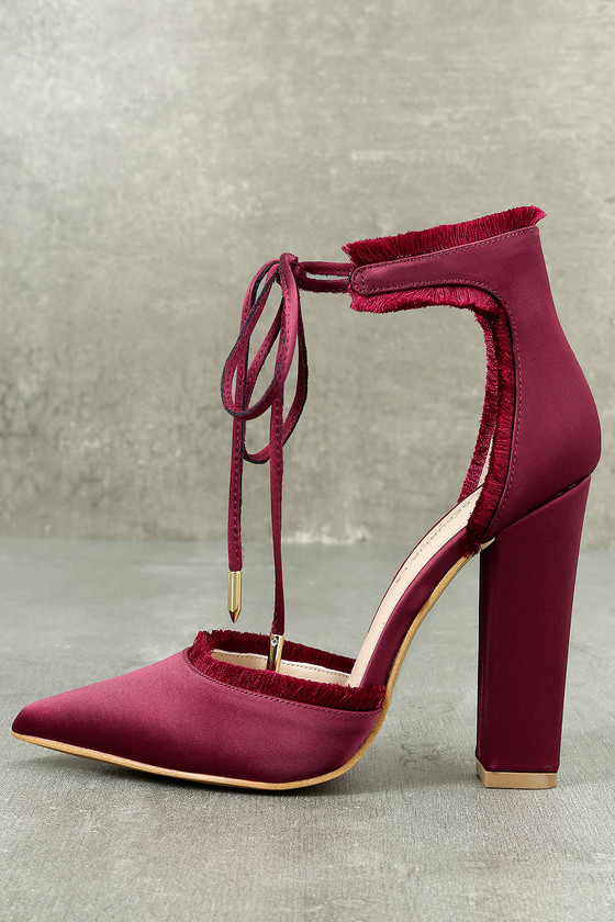 satin lace up pumps