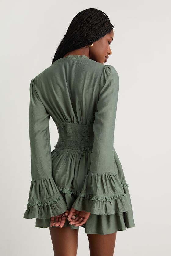 Sage Mini Dress - Boho Skater Dress - Set-In Waist Dress - Dress - Image 3