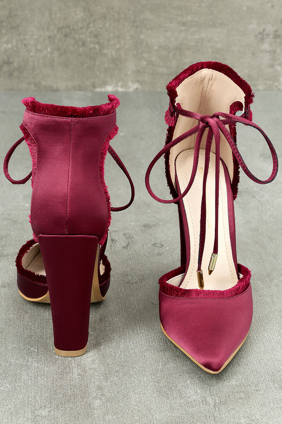 satin lace up pumps