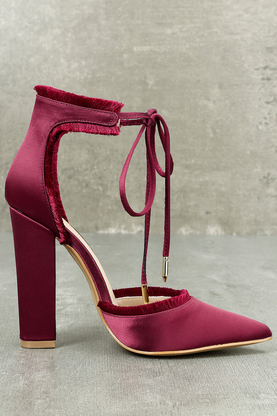 satin lace up pumps