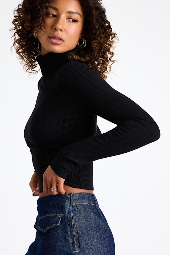 Perfected Comfort Black Turtleneck Sweater Top 1