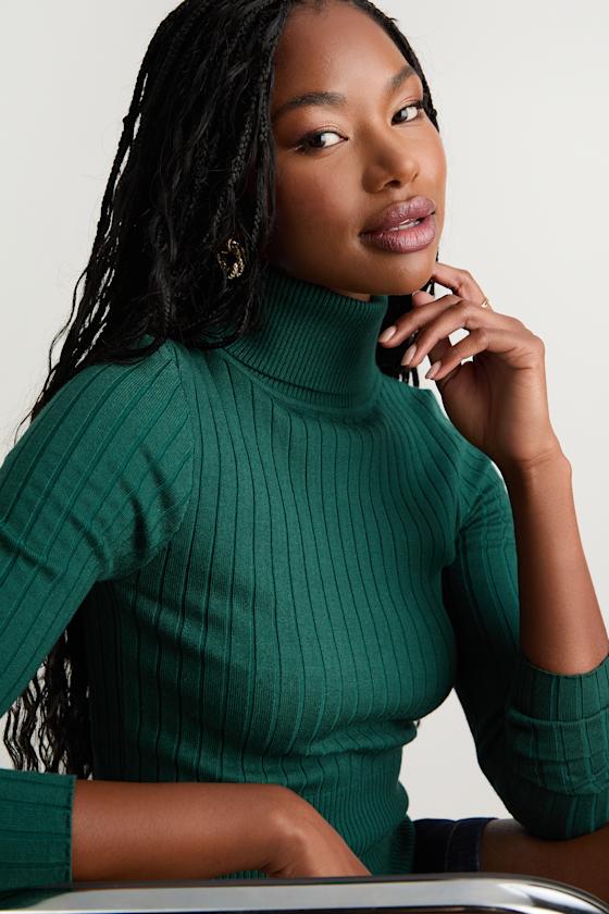 Perfected Comfort Emerald Turtleneck Sweater Top 1