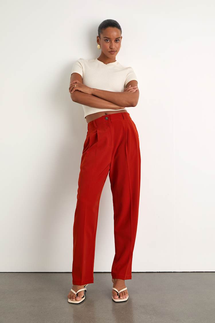red straight leg dress pants Red Straight Leg Cheryl Pants