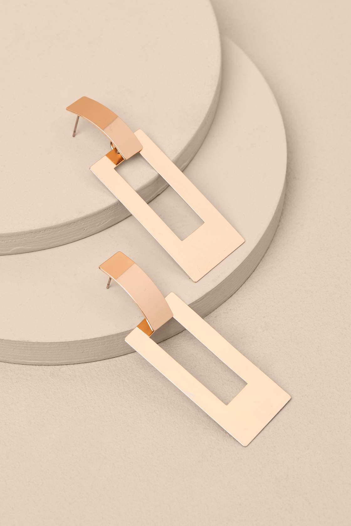 Carine Gold Rectangular Drop Earrings