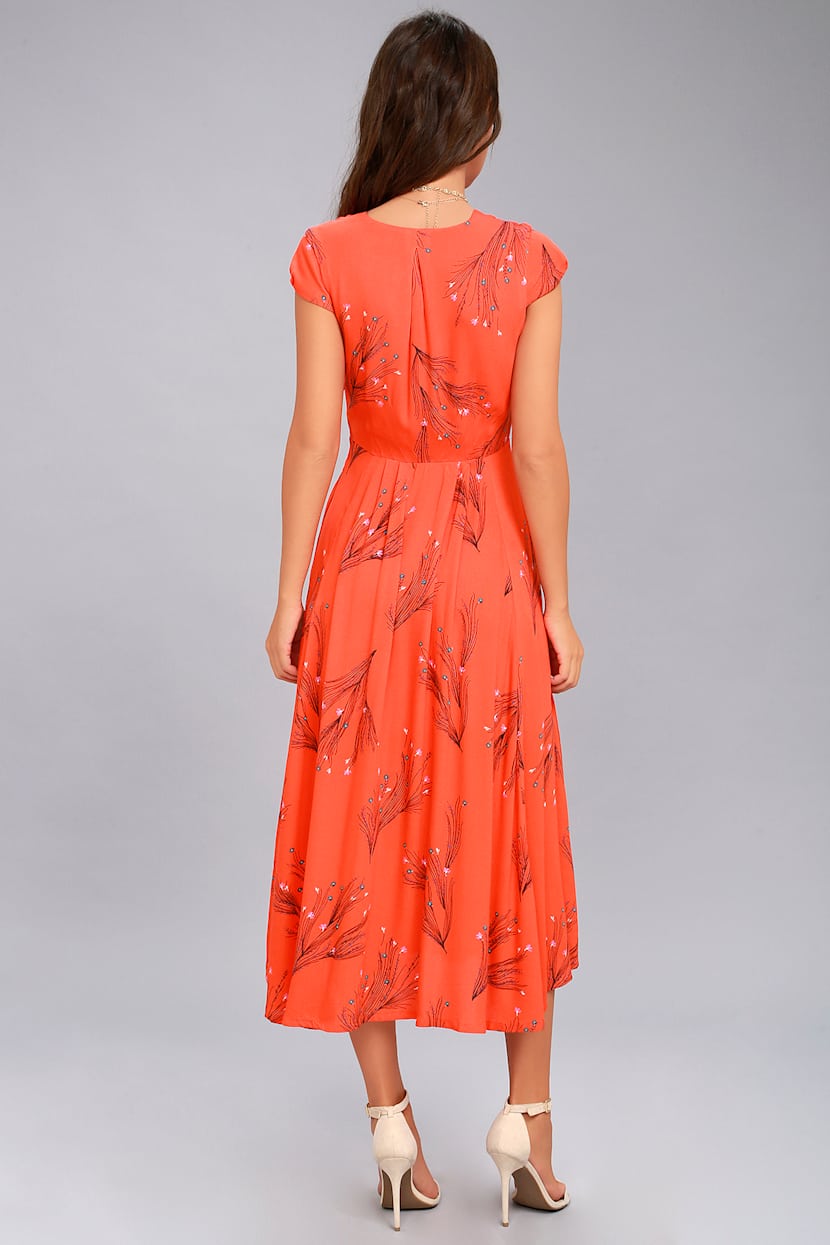 strapless open back dress Orange Cotton Poplin V-Neck Infinity Midi Dress 62" / Petite (5'1" and below)