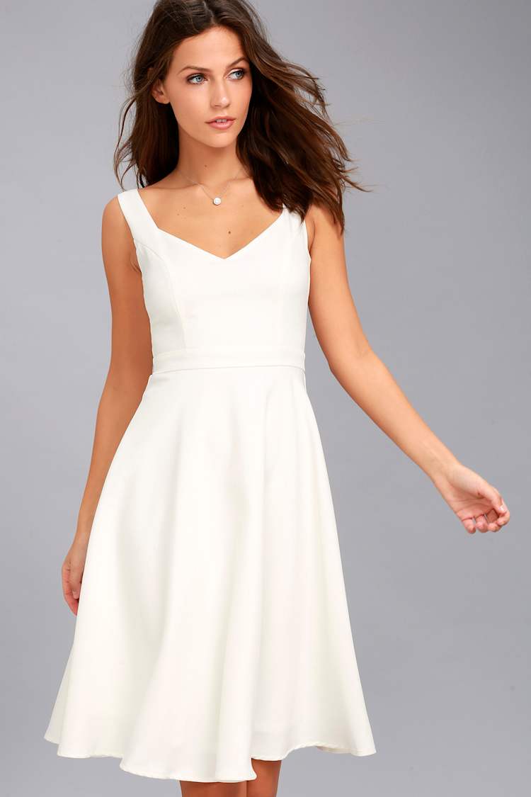 Classic White Dress - Midi Dress - Skater Dress - Lulus