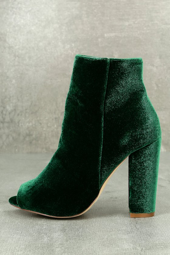 olive peep toe booties