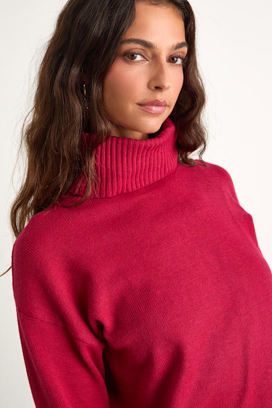 Berry Red Sweater Turtleneck Lightweight Lulus 